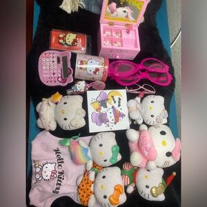 Hello Kitty Plush and Accessories decor Bundle Set - Pink, White, and Orange